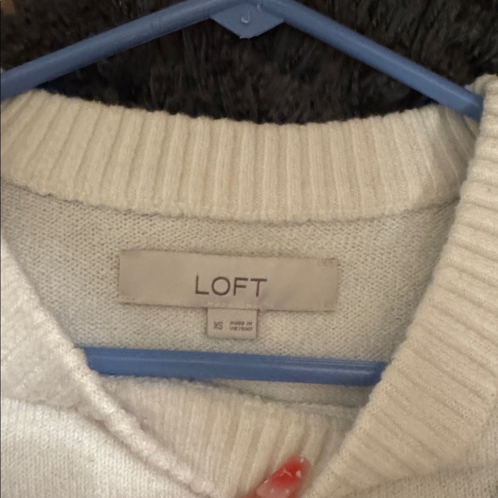 White Sweater with Black Fuzzy Cat Graphic - Picture 2 of 3